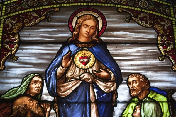 Пятно на стекле, изображающее Иисуса Христа — стоковое фото