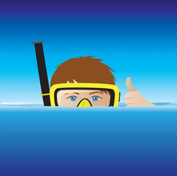 Dessin animé snorkeller — Image vectorielle