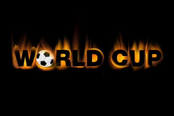 Texto de copa del mundo hecho de llamas includin — Foto de Stock