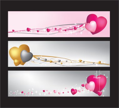 Hearts website banner set clipart