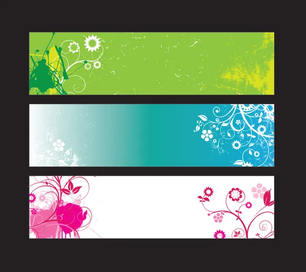 Floral web banner σύνολο — Διανυσματικό Αρχείο