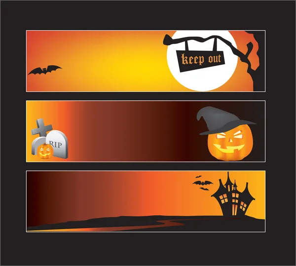 Banderas web de Halloween — Vector de stock