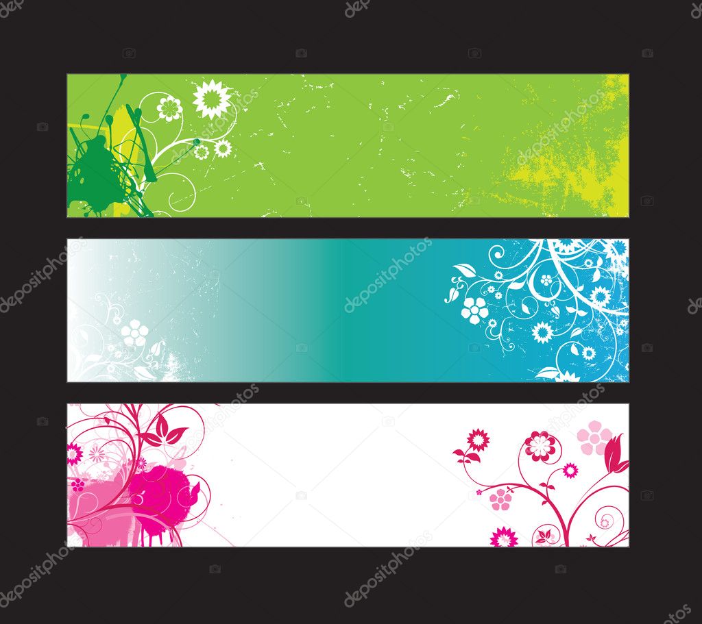 Floral web banner set