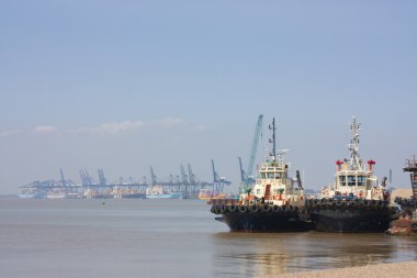 Tug boats at felixstowe harbour clipart