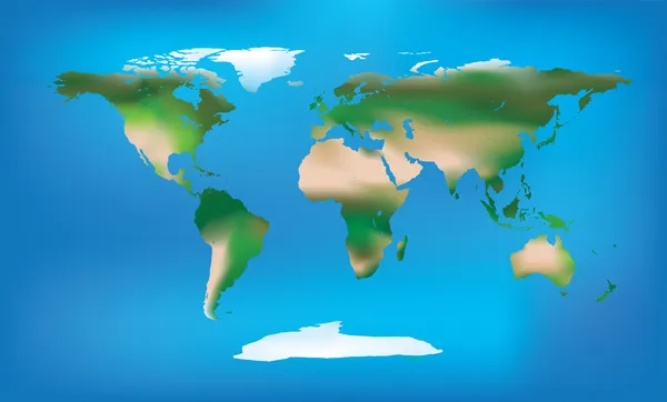 세계 지도 풀 컬러와 상세한 토지 — 스톡 벡터