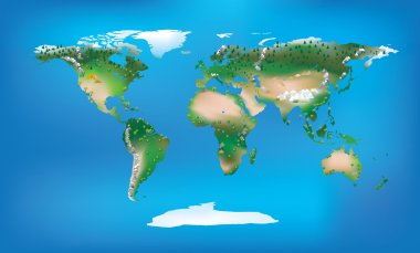 Dünya harita tam renkli ve ayrıntılı bir toprak