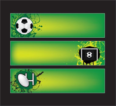 Football and rugby sports banners clipart