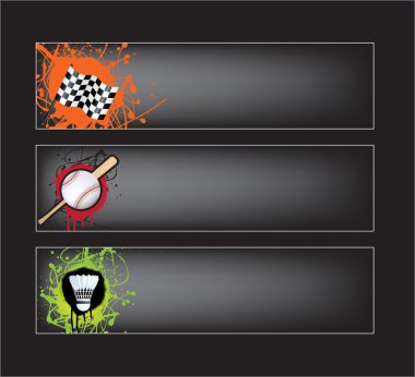 Sports banners on black clipart