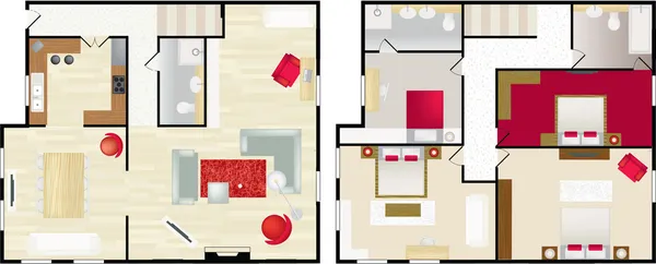 Типичный план этажа дома — стоковый вектор