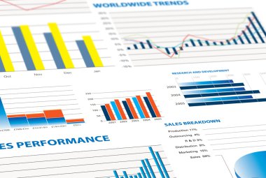 Sales performance and business graphs clipart