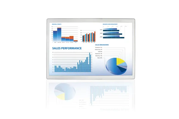 Prodejní výsledky a obchodní grafy na — Stock fotografie