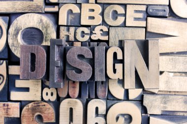 Design word on letterpress