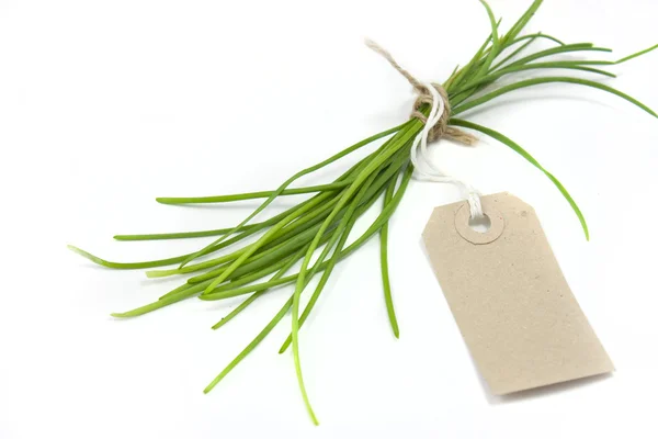 Chives and label — Stock Photo, Image