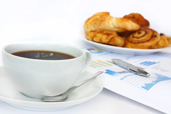 Καφέ επιχειρηματικές πρωινό — Φωτογραφία Αρχείου