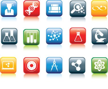 Set of modern square science icons
