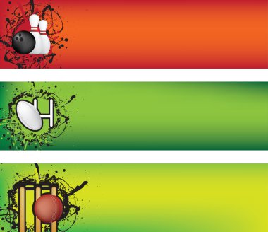 Bowling, rugby and cricket banner clipart