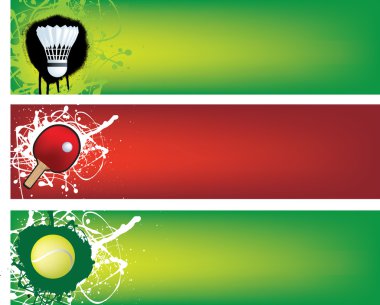 Badminton, table tennis and tennis banners clipart