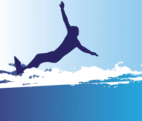 Surfeur en bleu — Image vectorielle