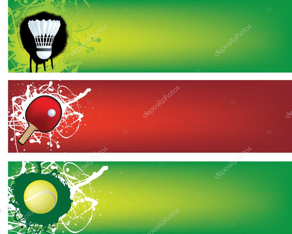 Badminton, table tennis and tennis banners