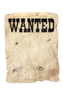 Wanted poster and bullet holes clipart