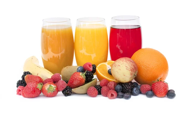 Hälsosam juice och frukt — Stockfoto