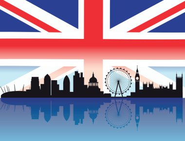 Detailed silhouette of london skyline clipart