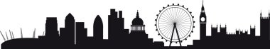 Detailed silhouette of london skyline clipart