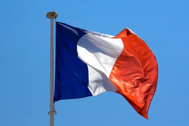 French flag on blue sky clipart