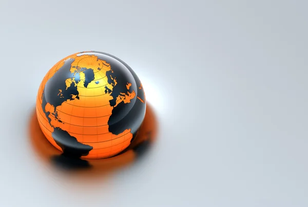 Orange 3d glossy globe — Stock Photo, Image