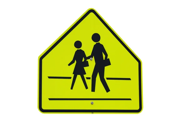 Crosswalk sinal de aviso isolado — Fotografia de Stock