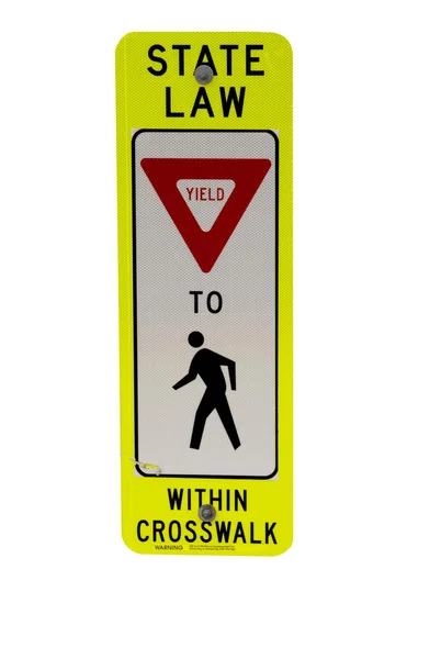 Crosswalk warning sign with path — Stock Photo, Image