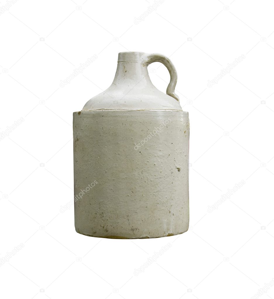 Whiskey crock jug isolated