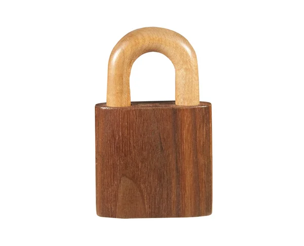Wooden carved padlock isolated — Stock Photo, Image