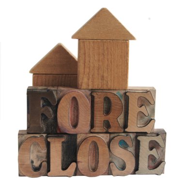 Foreclose with block houses clipart