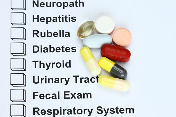 Disease with drugs prescription — Stock Photo, Image