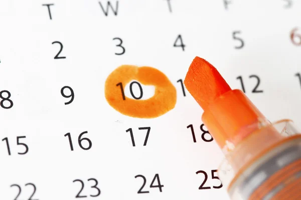 Kalender mit Datum-Highlight — Stockfoto