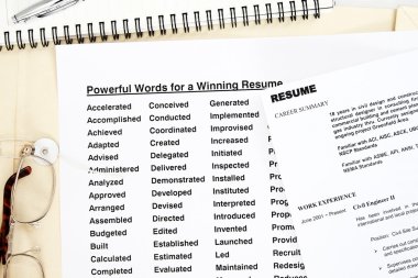 Powerful words resume clipart