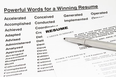 Powerful words for winning resume clipart