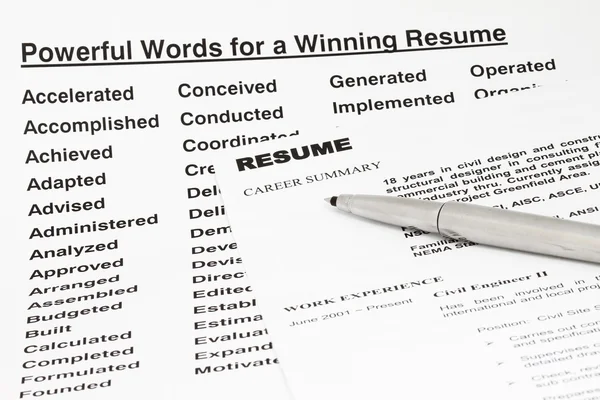 Powerful words for winning resume — Stock Photo, Image