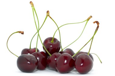 Cherries with green stem clipart