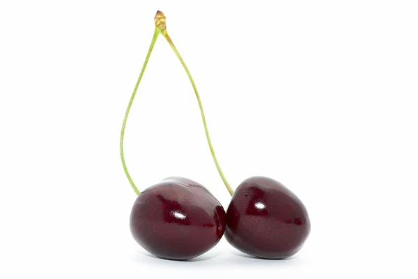 Two cherries with a stem — Stock Photo, Image
