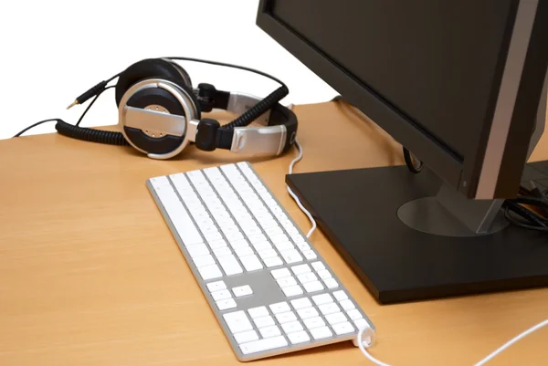 Monitor with headsets — Stock Photo, Image