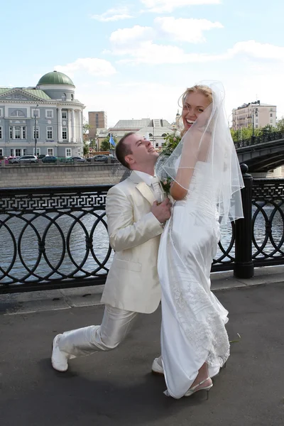 Щасливі Весільний пара — стокове фото