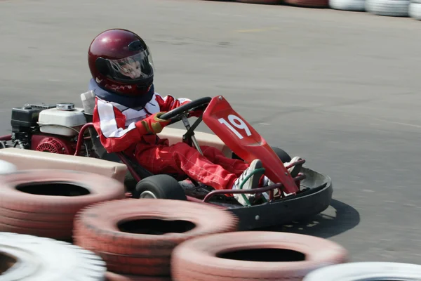 Young go cart race — Stock Photo, Image