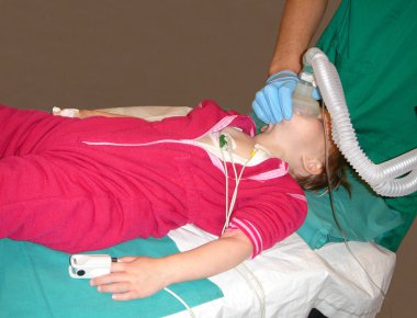 Little child being sedated clipart