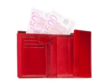 Wallet with disappearing euros clipart