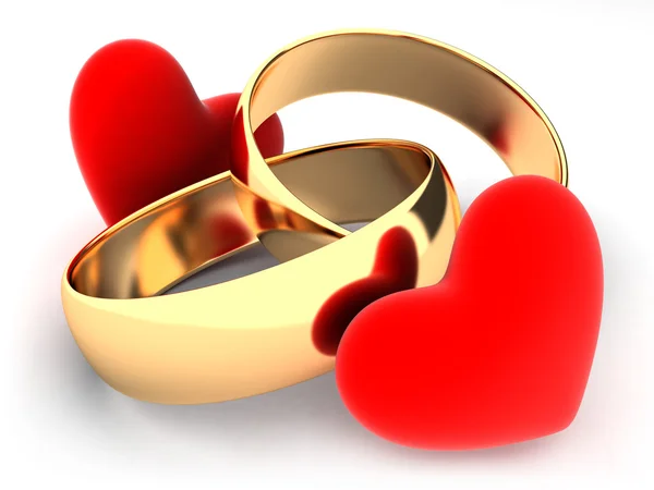Rings and heart — Stock Photo, Image