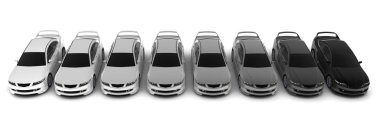 Row blacks and whites cars clipart