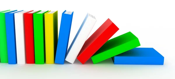 Rad böcker (olika färg) — Stockfoto