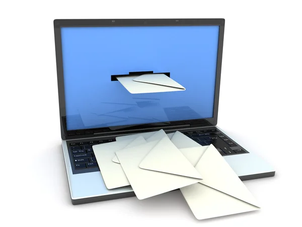 Laptop i poczty — Zdjęcie stockowe